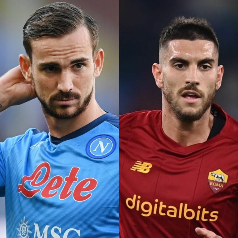 Lorenzo Pellegrini centrocampista della Roma e Fabian Ruiz centrocampista del Napoli