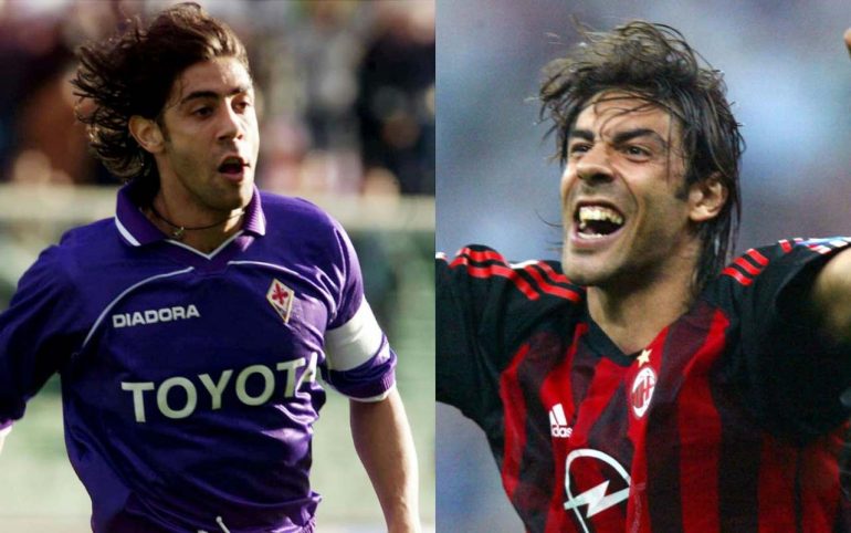 Rui Costa in maglia Fiorentina e Milan